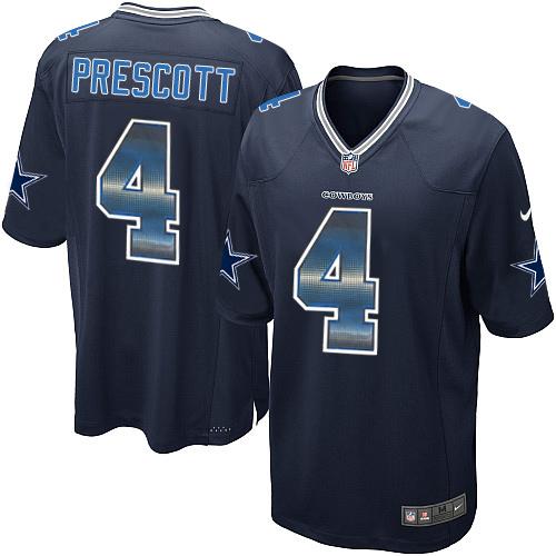 Nike Cowboys #4 Dak Prescott Navy Blue Team Color Men's Stitched NFL Limited Strobe Jersey - Click Image to Close
